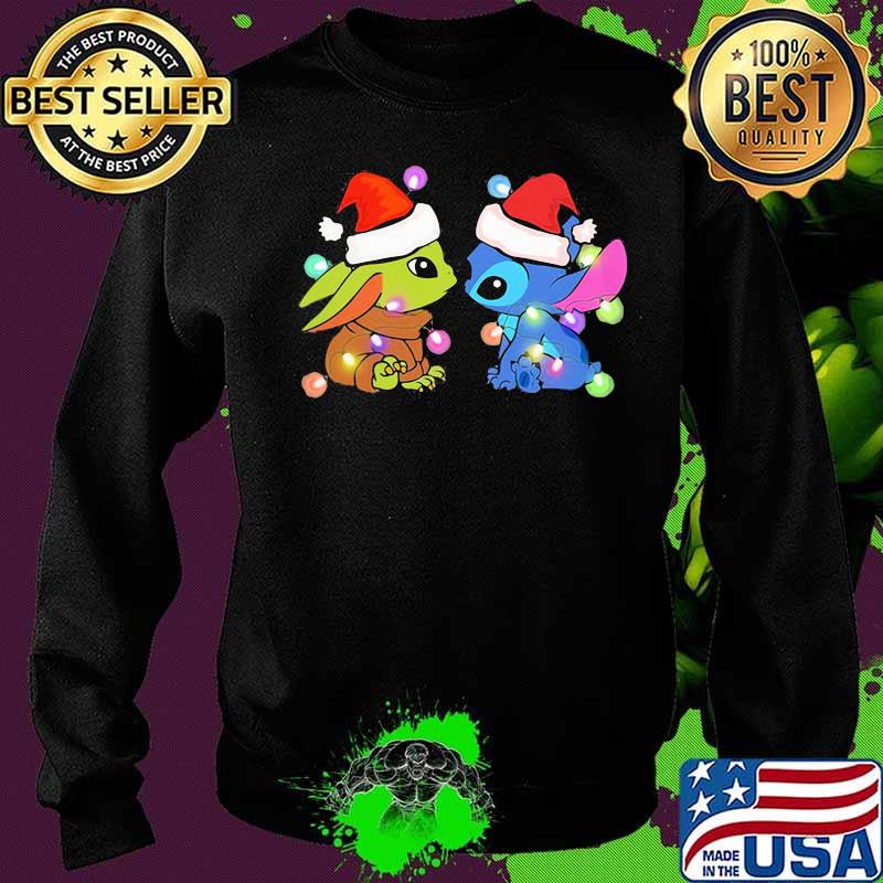 Merry christmas baby yoda and stitch lights s Sweater Merry christmas baby yoda and stitch lights s Sweater