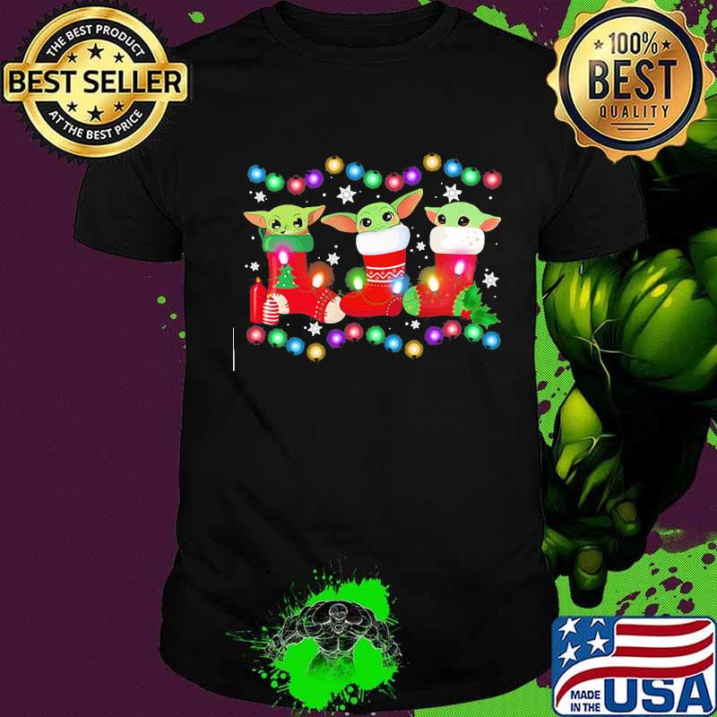 Merry christmas baby yoda lights shirt