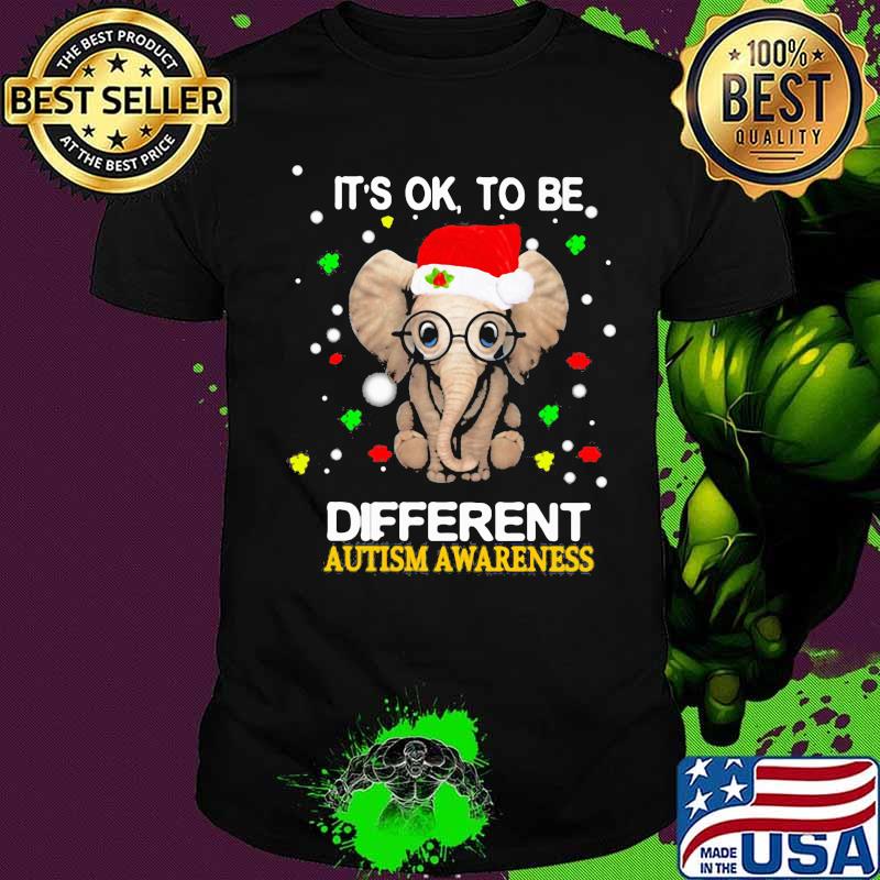 Merry christmas elephant it's ok to be different autism awareness shirt