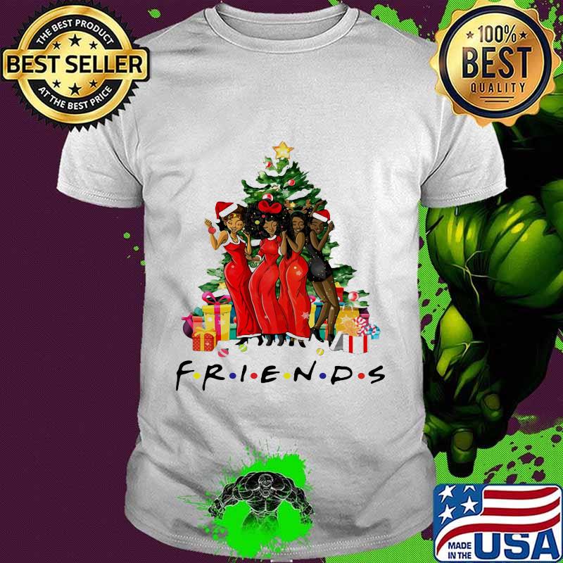 Merry christmas friends black woman shirt