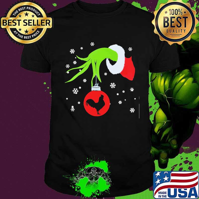 Merry christmas grinch holding chicken snows shirt