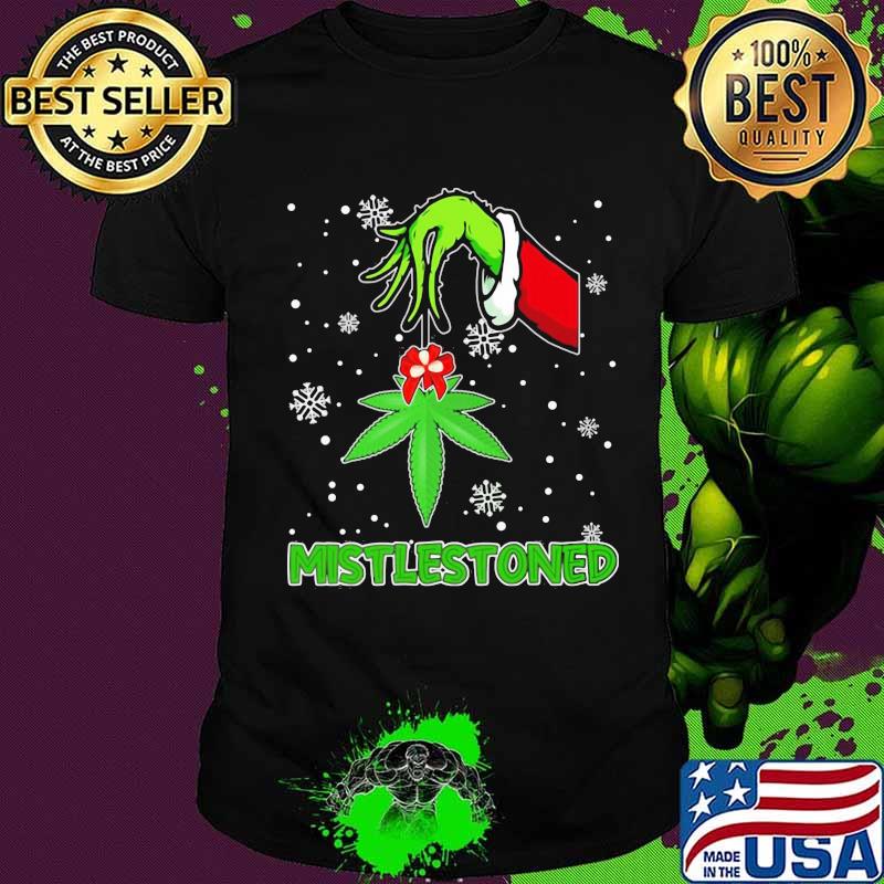 Merry christmas grinch weed mistlestoned snow shirt