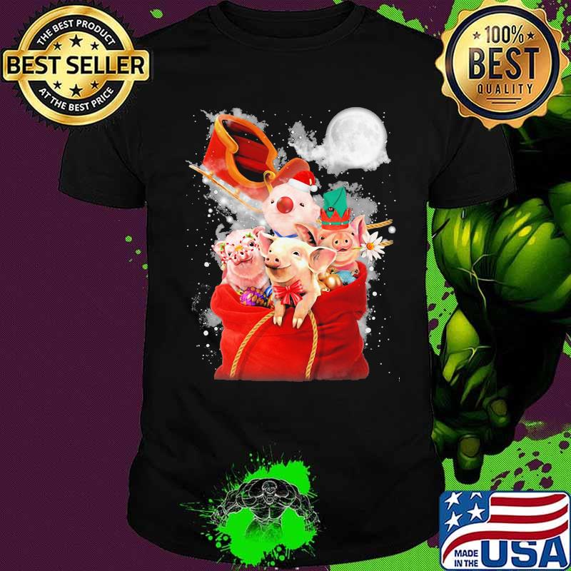 Merry christmas pigs moon snow shirt