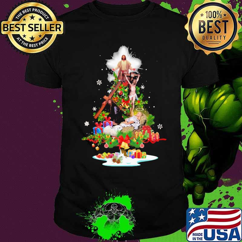 Merry christmas tree jesus shirt