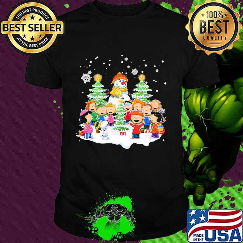 Merry christmas tree the peanuts characters snow shirt