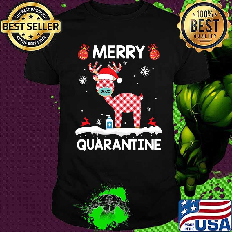 Merry quarantine christmas 2020 cute reindeer mask shirt