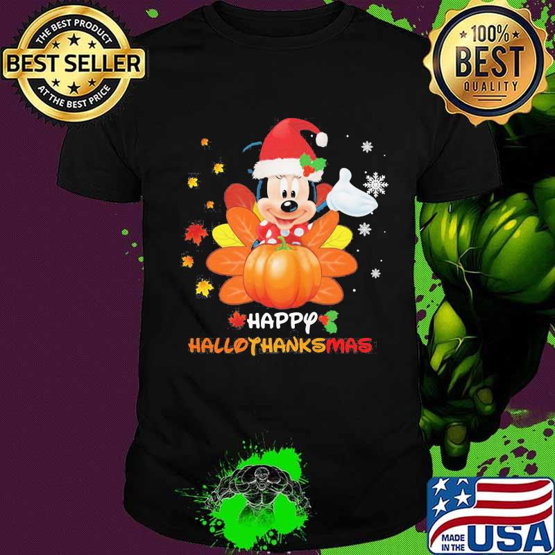 Mickey snow happy hallothanksmas shirt