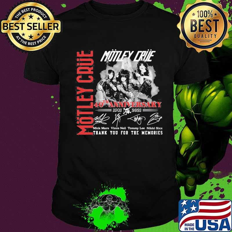 Motley crue 40th anniversary 1981 2021 thank you for the memories signatures shirt
