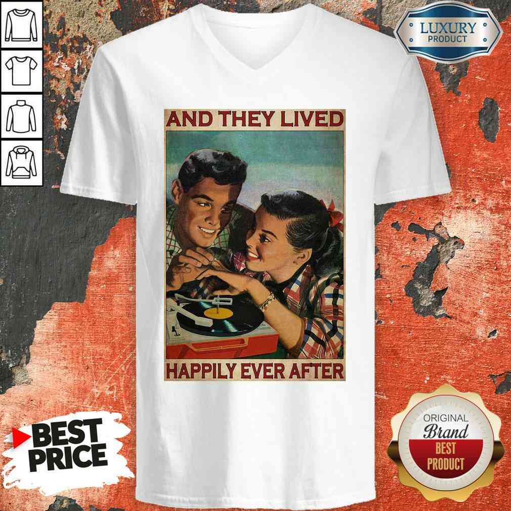 Music Couple Record Player And They Lived Happily Ever After Poster Shirt