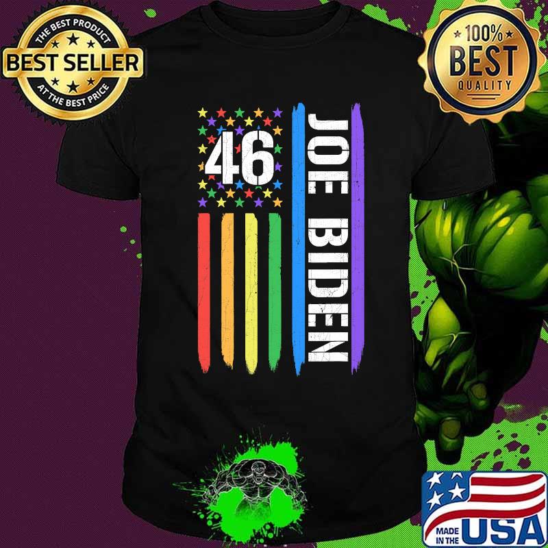 Official 46 Joe Biden American Flag LGBT Gay Pride Rainbow Shirt