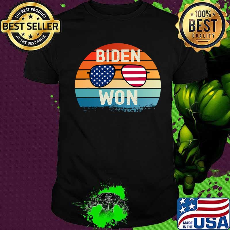 Official Biden Won Glass American Flag Vintage Retro Shirt