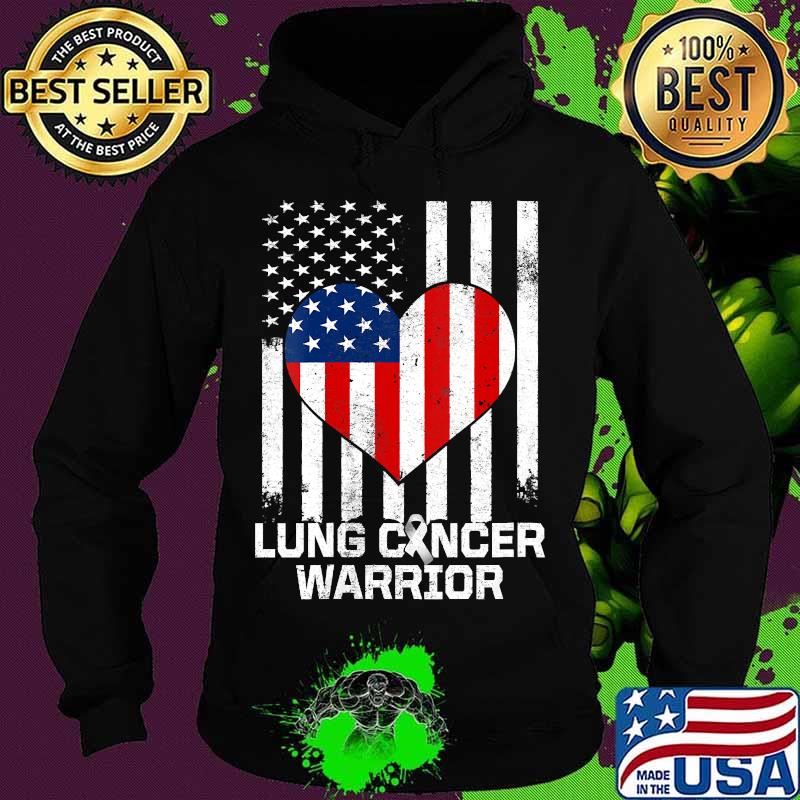 Official Lung Cancer Warrior Heart American Flag Shirt Hoodie Official Lung Cancer Warrior Heart American Flag Shirt Hoodie