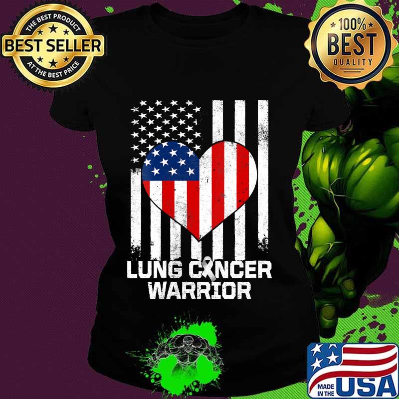 Official Lung Cancer Warrior Heart American Flag Shirt Ladies tee Official Lung Cancer Warrior Heart American Flag Shirt Ladies tee
