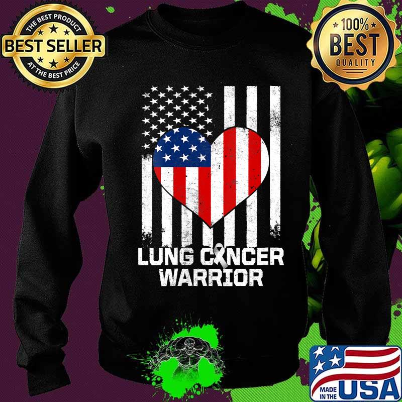 Official Lung Cancer Warrior Heart American Flag Shirt Sweater Official Lung Cancer Warrior Heart American Flag Shirt Sweater