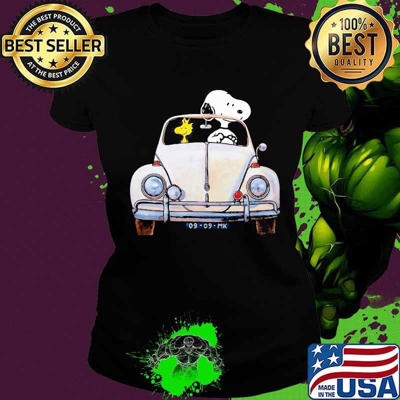 Official Snoopy And Woodstock Driving 09 09 Mk Shirt Ladies tee Official Snoopy And Woodstock Driving 09 09 Mk Shirt Ladies tee