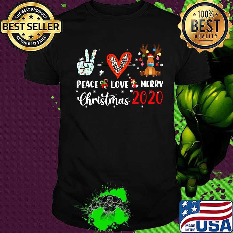 Peace Love Merry Christmas 2020 Quarantine Reindeer Mask Shirt