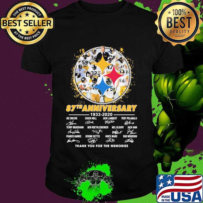 Pittsburgh steelers football 87th anniversary 1933 2020 thank you for the memories signatures shirt