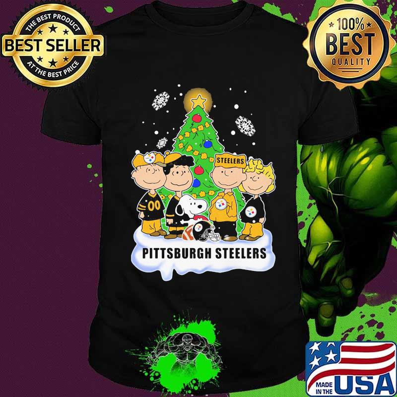 Pittsburgh Steelers Football Snoopy With Friends Christmastree Xmas Shirt