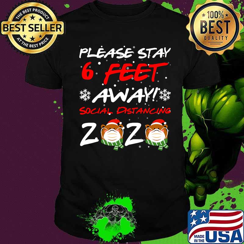 Please Stay 6 Feet Away Social Distancing 2020 Bear In Mask Christmas Shirt