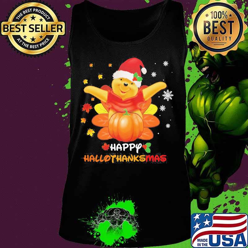 Pooh snow happy hallothanksmas s Tank top Pooh snow happy hallothanksmas s Tank top