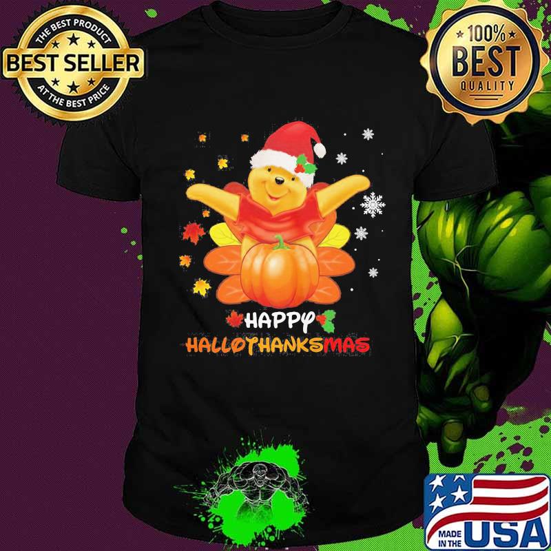 Pooh snow happy hallothanksmas shirt Pooh snow happy hallothanksmas shirt