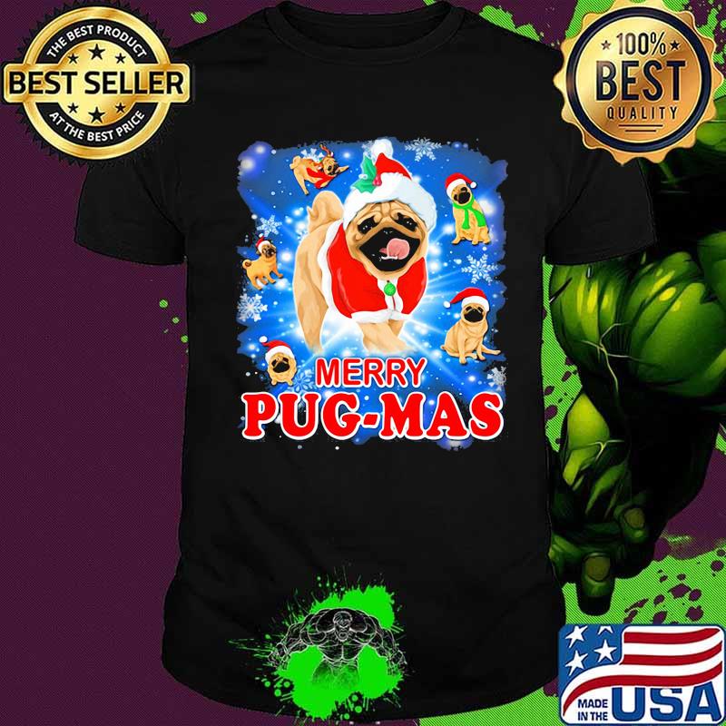 Pug santa merry christmas shirt