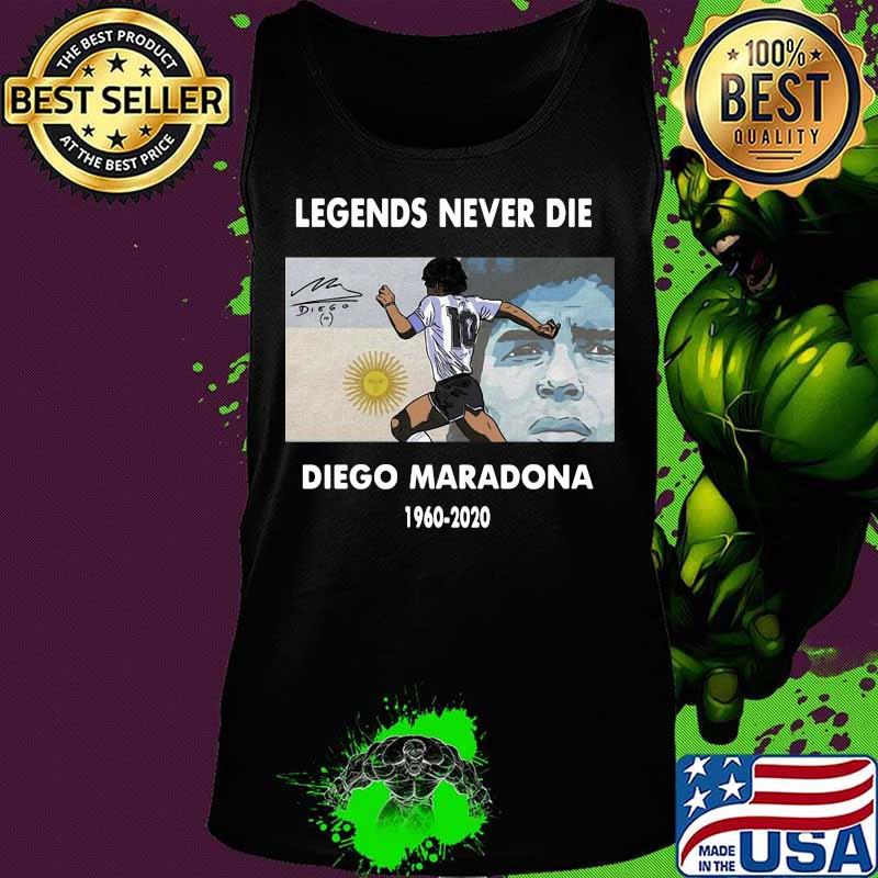 Rip Legends Never Die Diego Maradona 1960 2020 Sun Signature Shirt Tank top Rip Legends Never Die Diego Maradona 1960 2020 Sun Signature Shirt Tank top
