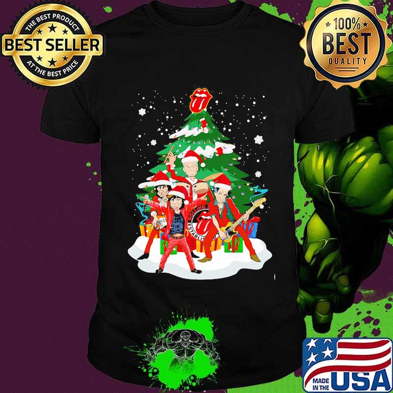Rolling Stones Band Music Wear Pajama Santa Christmas Tree Merry Xmas Shirt