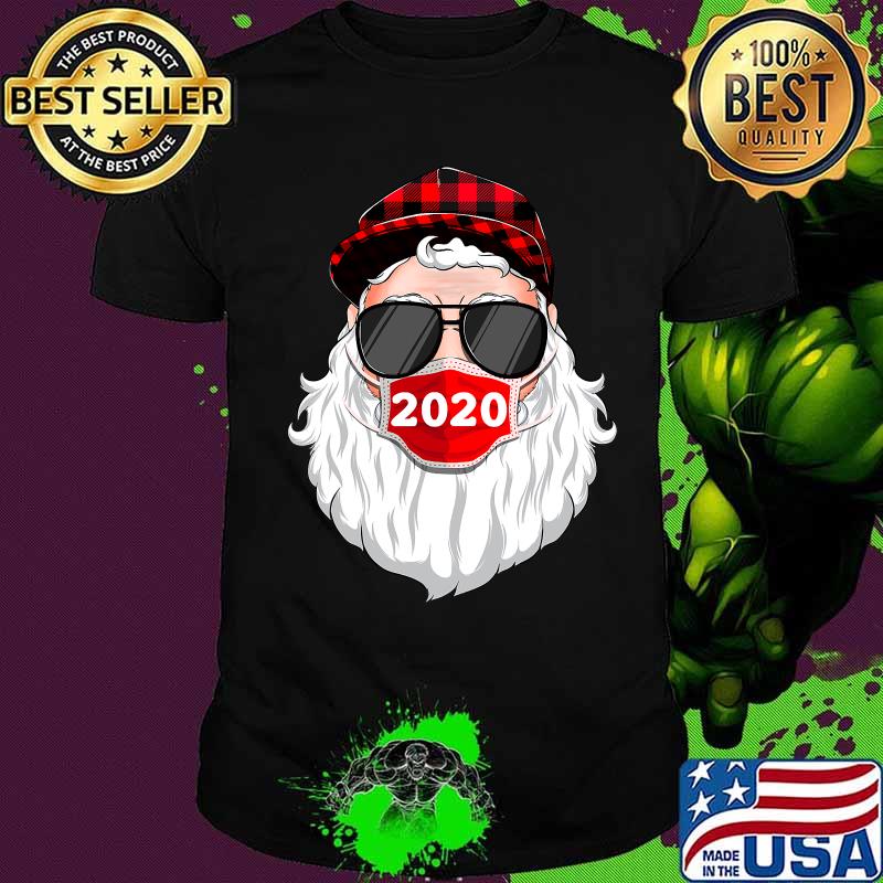 Santa With Face Mask Christmas 2020 Family Pajamas Xmas Shirt