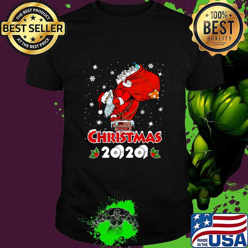 Santa With Face Mask Quarantine Christmas 2020 Toilet Papers Shirt
