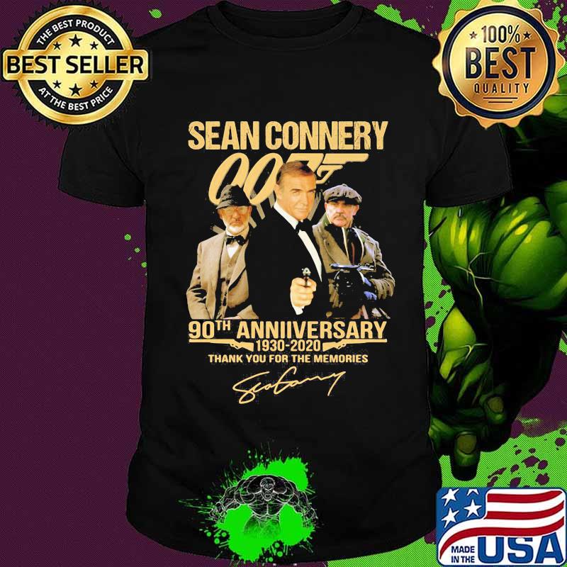 Sean connery 90th anniversary 1930 2020 thank you for the memories signature shirt