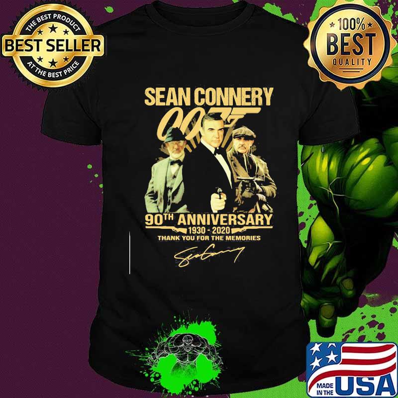 Sean connery 90th anniversary 1930 - 2020 thank you for the memories signatures shirt