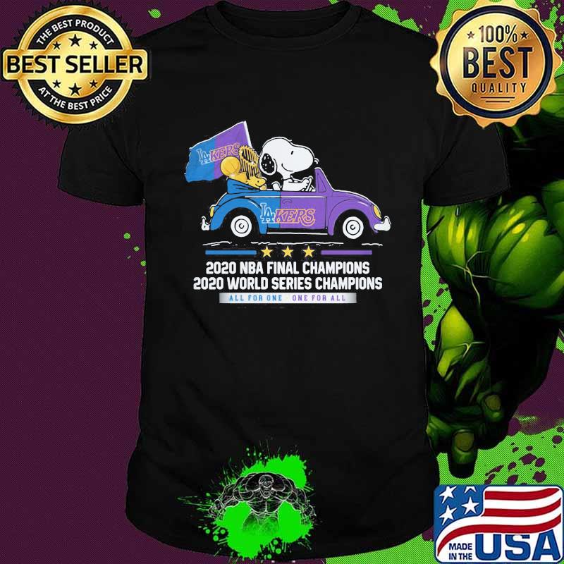 Snoopy and woodstock 2020 nba finals champions all for one los angeles lakers shirt
