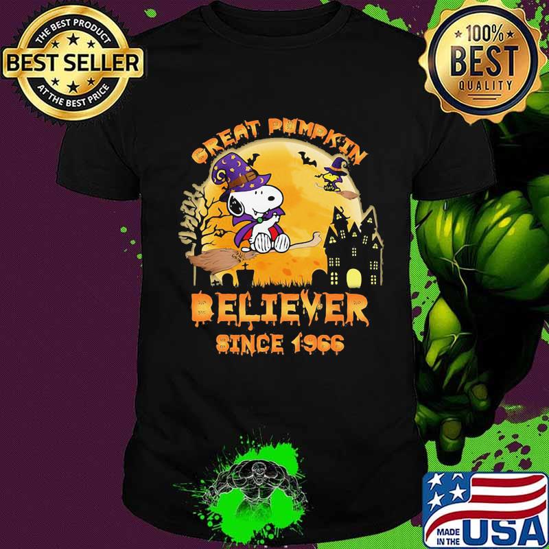 Snoopy And Woodstock Witch Great Pumpkin Believer Since 1966 Halloween Shirt