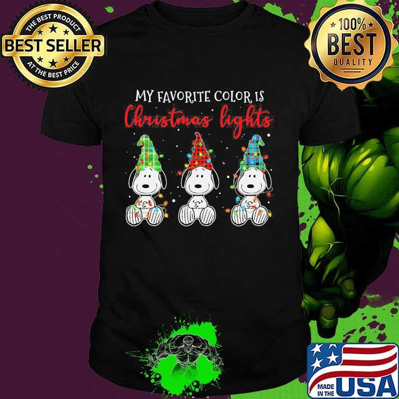Snoopy my favorite color is christmas lights shirt