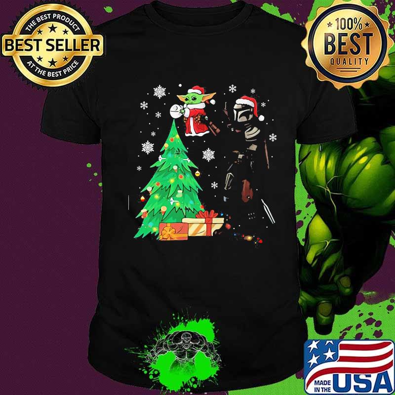 Star wars darth vader and baby yoda christmas tree shirt