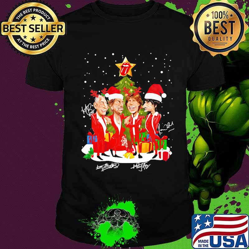 Stars Rolling Stones Band Music Wear Pajama Santa Christmas Tree Merry Xmas Shirt