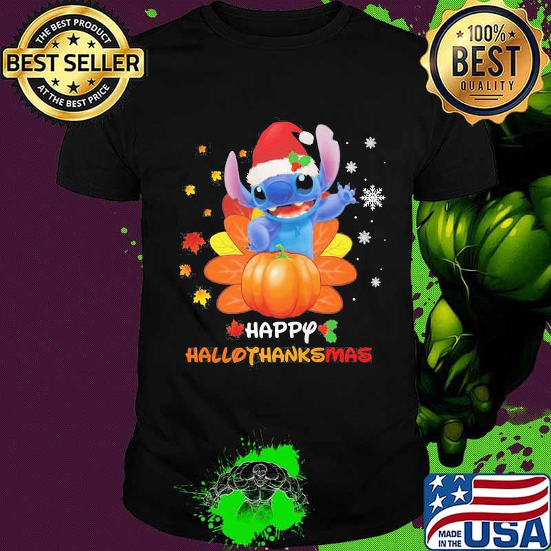 Stitch snow happy hallothanksmas shirts