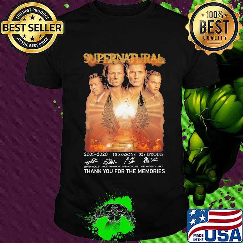 Supernatural 2005 2020 15 Seasons 15th Anniversary Thank For The Memories Signuature Shirt