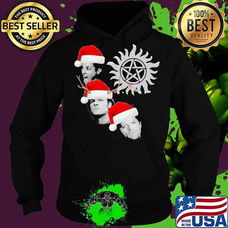 Supernatural characters hat light merry christmas s Hoodie Supernatural characters hat light merry christmas s Hoodie