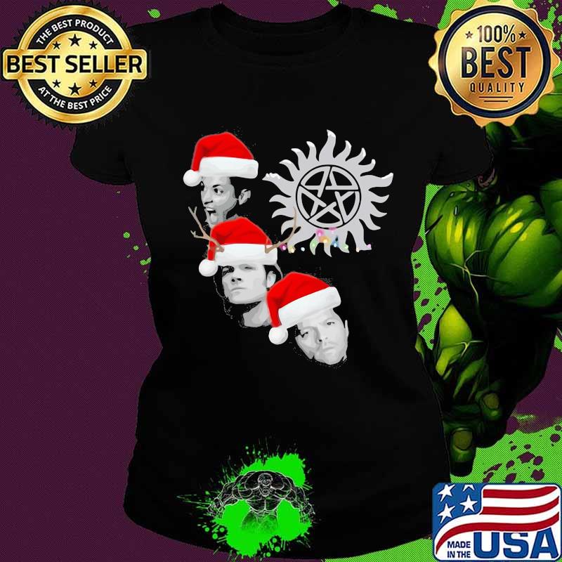 Supernatural characters hat light merry christmas s Ladies tee Supernatural characters hat light merry christmas s Ladies tee