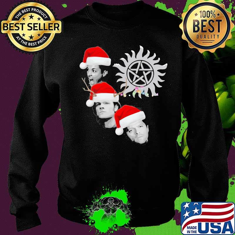 Supernatural characters hat light merry christmas s Sweater Supernatural characters hat light merry christmas s Sweater