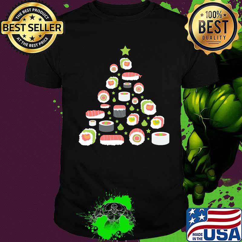 Sushi christmas tree funny xmas holiday season shirt
