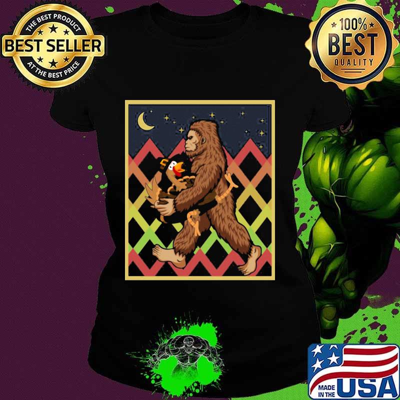Thanksgiving day turkey bigfoot moon s Ladies tee Thanksgiving day turkey bigfoot moon s Ladies tee
