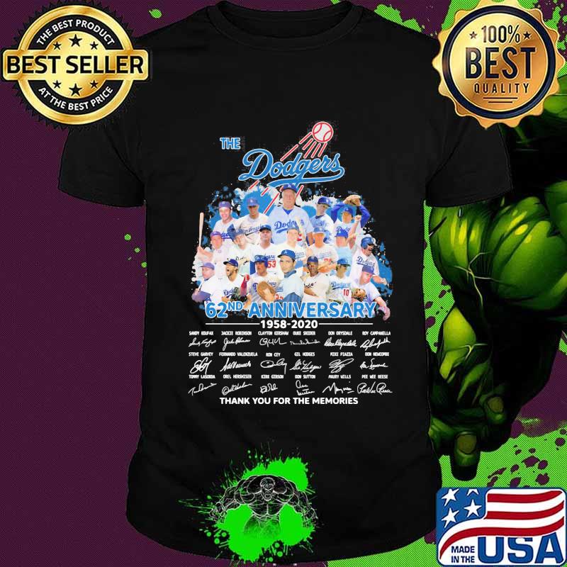 The dodgers 62nd anniversary 1958-2020 thank you for the memories signatures shirt