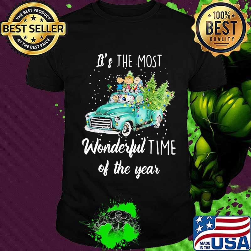 The Peanuts Snoopy And Friends Truck It's The Most Wonderful Time Of The Year Christmas Shirt