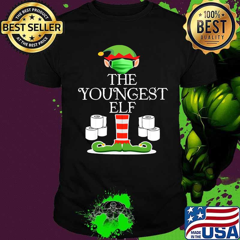 The youngest elf wearing mask toilet paper christmas shirt