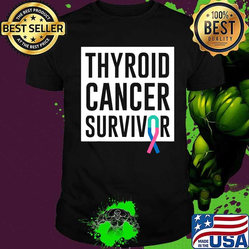 Thyroid Cancer Survivor Blue Pink Awareness Ribbon Shirt