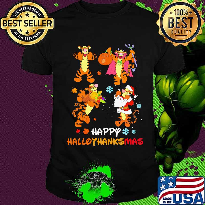 Tigger happy hallothanksmas halloween thanksgiving christmas shirt