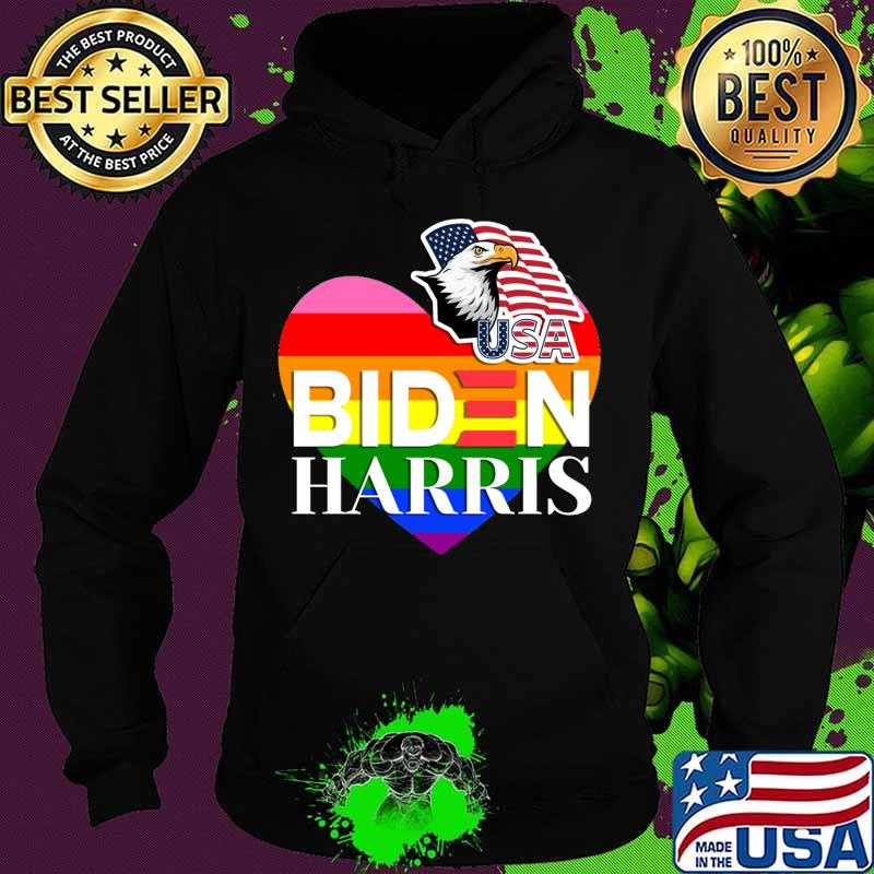 Usa Biden Harris Eagle LGBT Heart American Flag Shirt Hoodie Usa Biden Harris Eagle LGBT Heart American Flag Shirt Hoodie